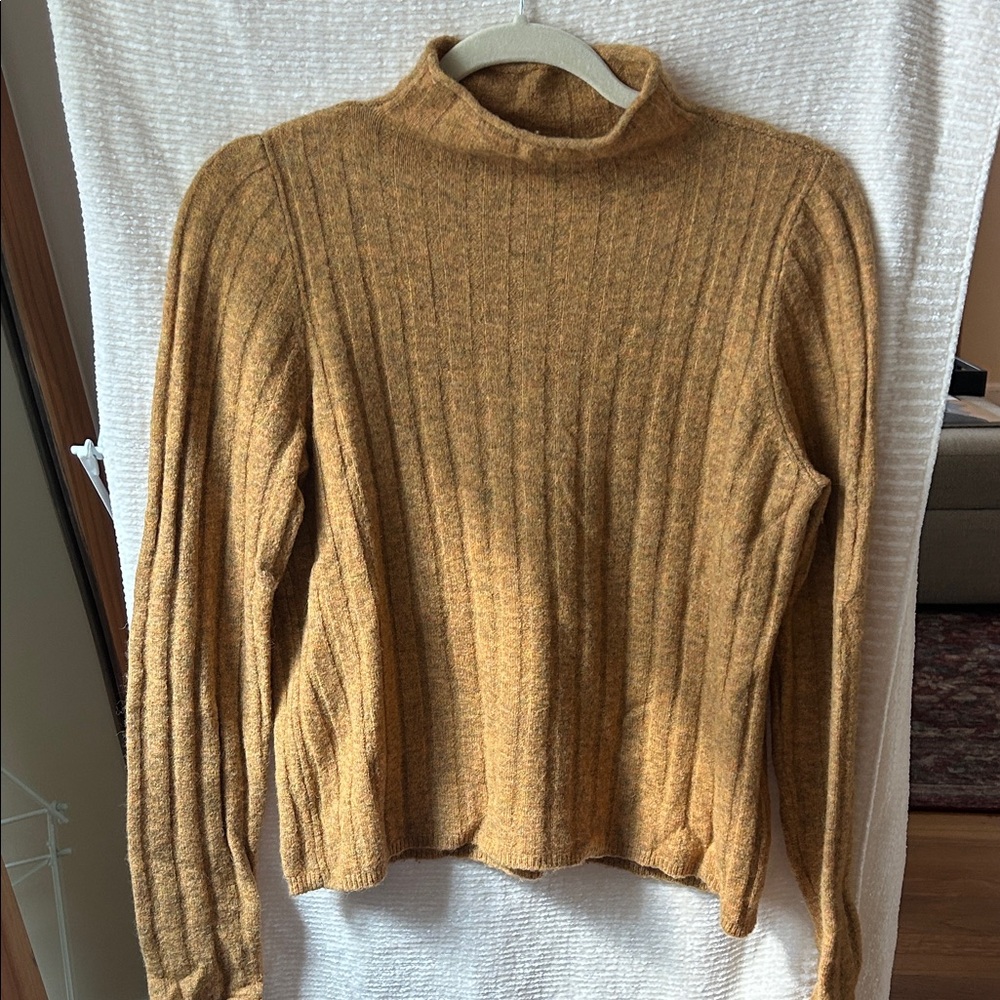 Madewell Mustard Ribbed Turtleneck Sweater